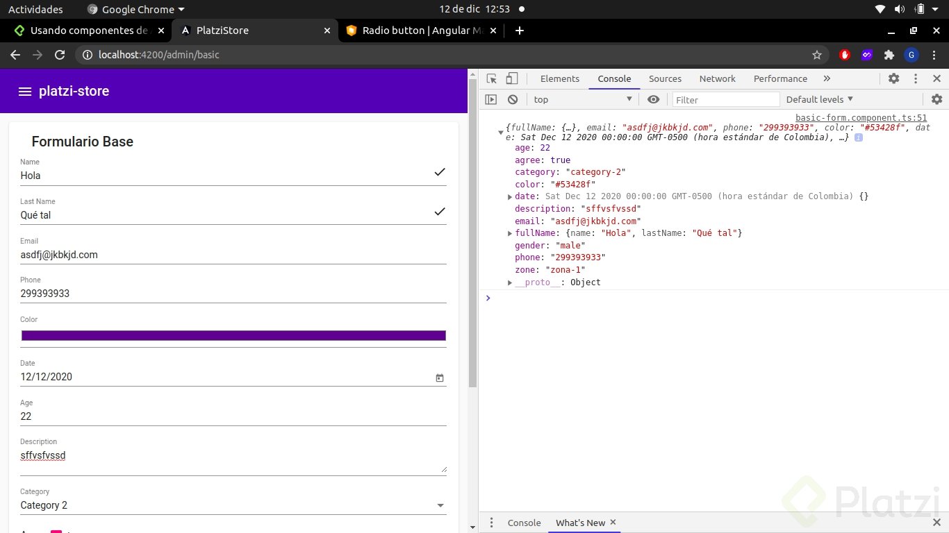 Usando componentes de Angular Material Platzi
